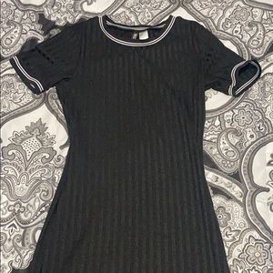 Black Ribbed T shirt Dress